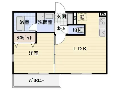ハイミクス清水銀座(1LDK/1階)の間取り写真