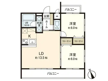 LECHOUCHOU(2LDK/4階)の間取り写真