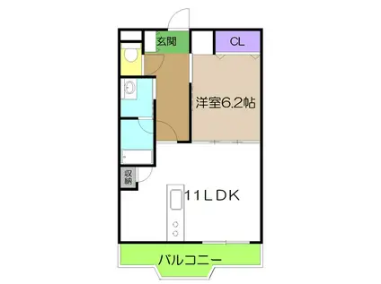 ＪＲ土讃線 高知駅 徒歩10分 4階建 築23年(1LDK/2階)の間取り写真