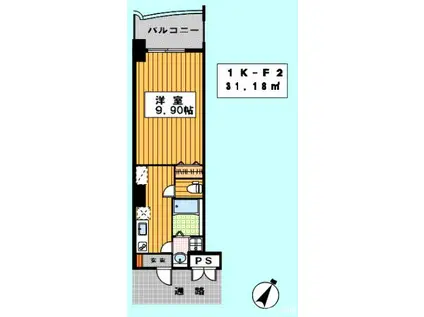 ロイヤルリバービュー143(1K/10階)の間取り写真
