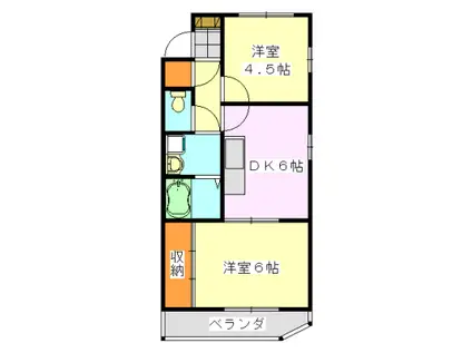 ヒルズ大森台(2DK/1階)の間取り写真