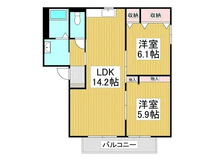 バリュージュあずまだ A棟(2LDK/2階)の間取り写真