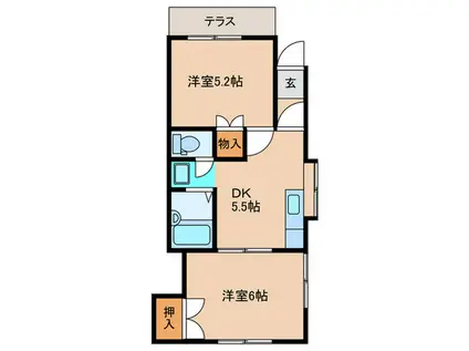 ホワイトホームズ(2DK/1階)の間取り写真