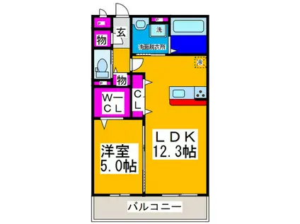 ラヴィベールメゾン(1LDK/1階)の間取り写真