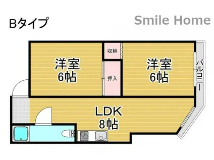 RIZEONE天神ノ森レジデンスA棟B棟(2DK/4階)の間取り写真