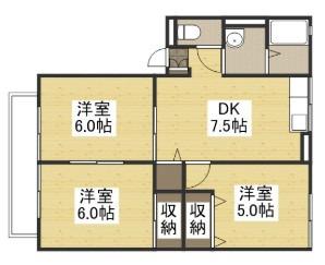 シティハイム早島A棟(3DK/2階)の間取り写真