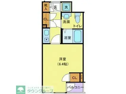 メイクスデザイン白金台(1K/2階)の間取り写真