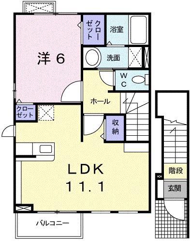 エイトヴィレッジ(1LDK/2階)の間取り写真