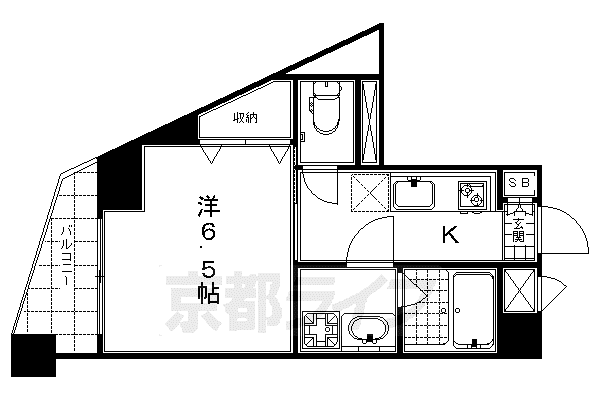 グラマシー京都(1K/3階)の間取り写真