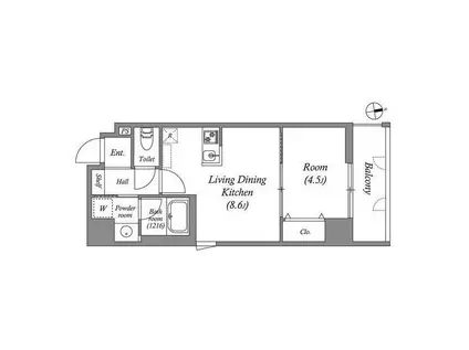 ブロード服部天神駅前レジデンス(1LDK/2階)の間取り写真