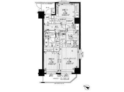 日神パレステージ阪東橋II(2LDK/3階)の間取り写真