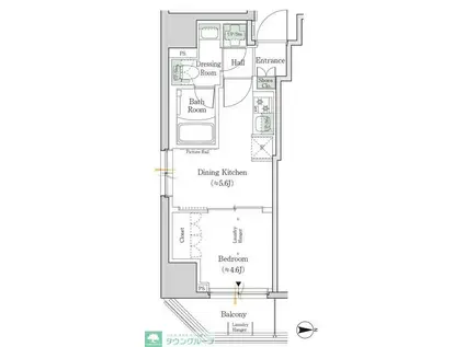 ワンルーフレジデンス新御徒町(1DK/2階)の間取り写真