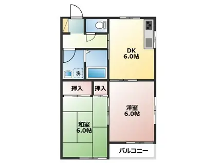 ヘーベルYS(2DK/2階)の間取り写真