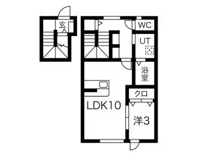 INFINITY SAGAE・I(1LDK/2階)の間取り写真
