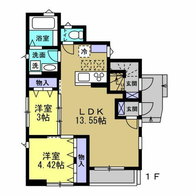 鎌倉材木座アパート(2LDK/1階)の間取り写真