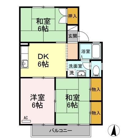 シンセラー羽田B棟(3DK/2階)の間取り写真