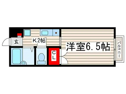 パーシモンコート(1K/2階)の間取り写真