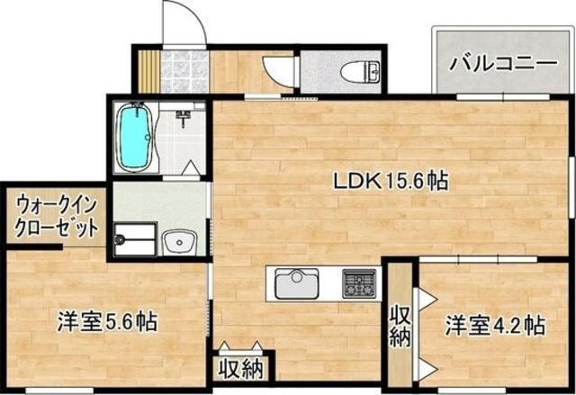 PISTA豊里(2LDK/3階)の間取り写真