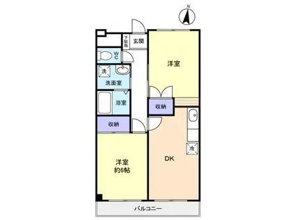 キャッスルコハナ(2DK/1階)の間取り写真