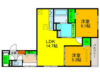 パサログランデ羽衣(2LDK/1階)の間取り写真