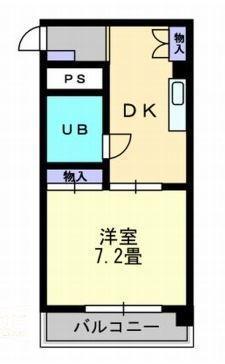 百間町マンション(1DK/2階)の間取り写真