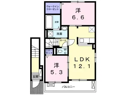 サングレイスB(2LDK/2階)の間取り写真