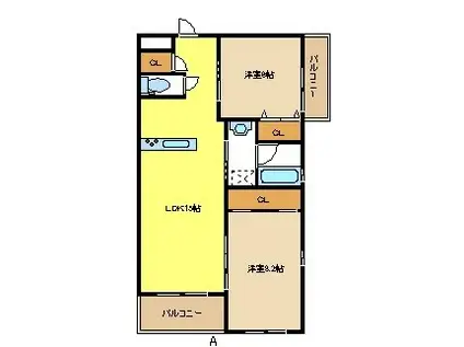 バンクーバー1108覚王山(2LDK/2階)の間取り写真