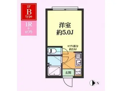 月村マンションNO16(ワンルーム/1階)の間取り写真