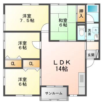 サンウェーヴ(4LDK/1階)の間取り写真