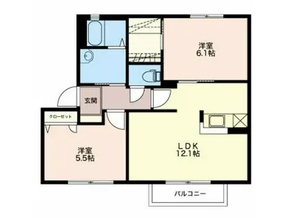 グリシナB(2LDK/1階)の間取り写真