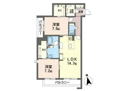 リュミエール(2LDK/2階)の間取り写真
