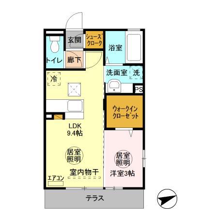 シティーピア(1LDK/1階)の間取り写真