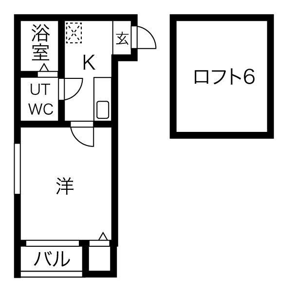 サンクチュアリ(1SK/1階)の間取り写真