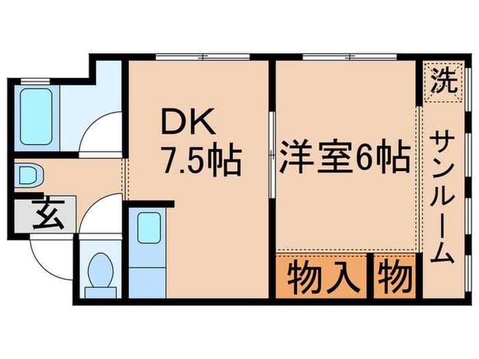 岡庭ビル(1DK/4階)の間取り写真