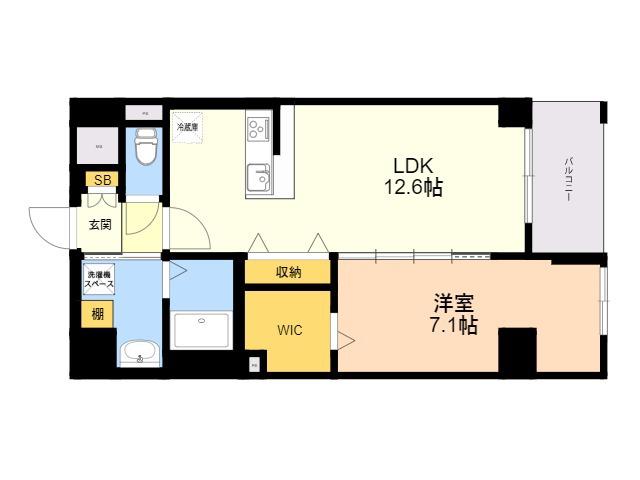 ベルコルティーレ(1LDK/10階)の間取り写真