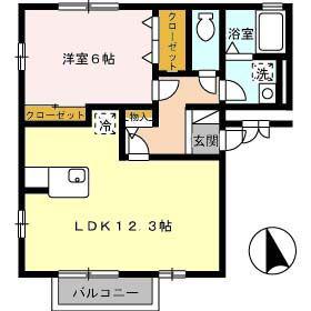 ロイヤルウェルス(1LDK/2階)の間取り写真