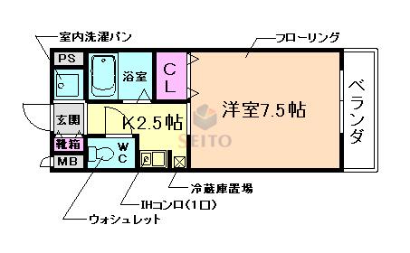 ESTUDIO豊中(1K/3階)の間取り写真