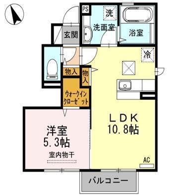 ビーチヒル2A棟(1LDK/1階)の間取り写真