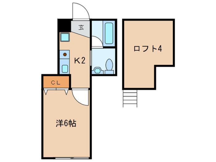 ウイング奥沢(1K/2階)の間取り写真
