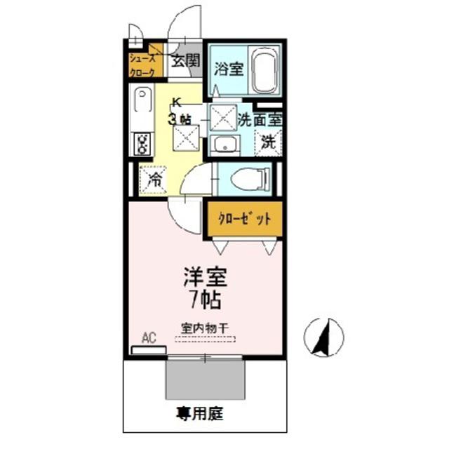 D-ROOM南出島(1K/1階)の間取り写真