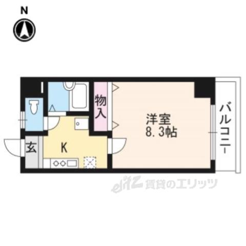 ハウスセゾン四条通(1K/13階)の間取り写真