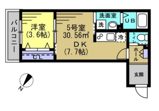 ALTO松戸(1DK/2階)の間取り写真