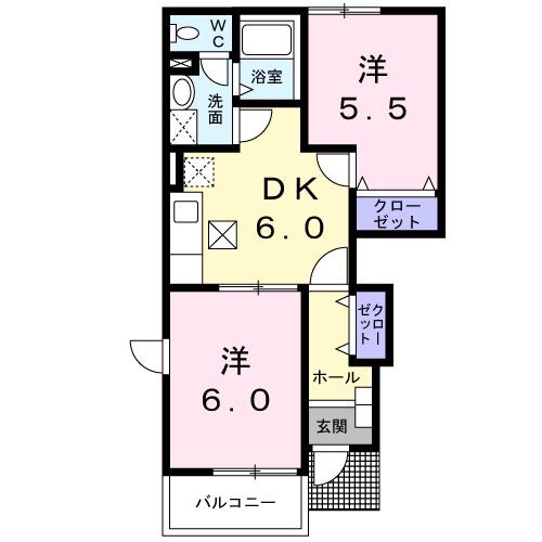 アーバンハイツT.M III(2DK/1階)の間取り写真