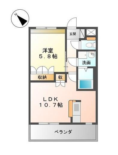 ウィッシュ(1LDK/2階)の間取り写真