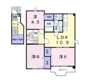 ヴィラグランブルーB(3LDK/2階)の間取り写真