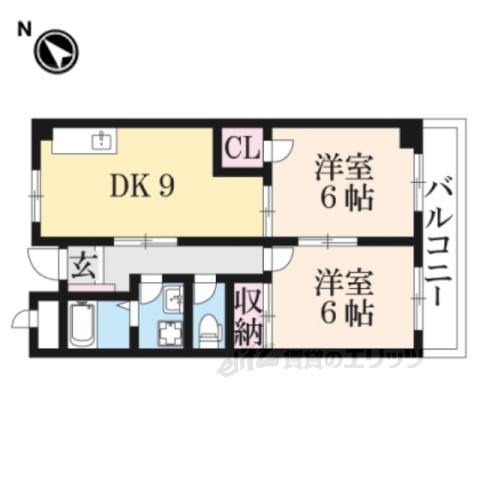 ノースヒルズ(2DK/2階)の間取り写真