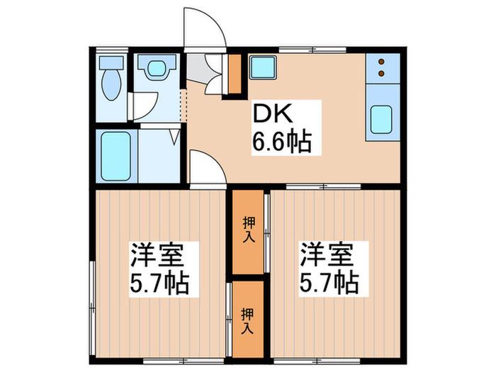シャレー渋谷(2DK/1階)の間取り写真