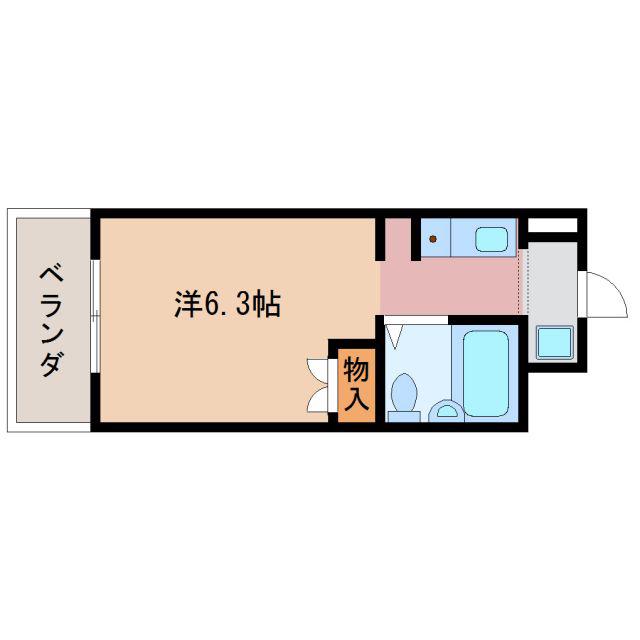 ピュアハウス(ワンルーム/2階)の間取り写真