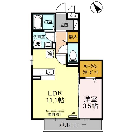 エル・スリー石橋(1LDK/2階)の間取り写真