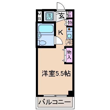 コスモハイム元住吉(ワンルーム/3階)の間取り写真